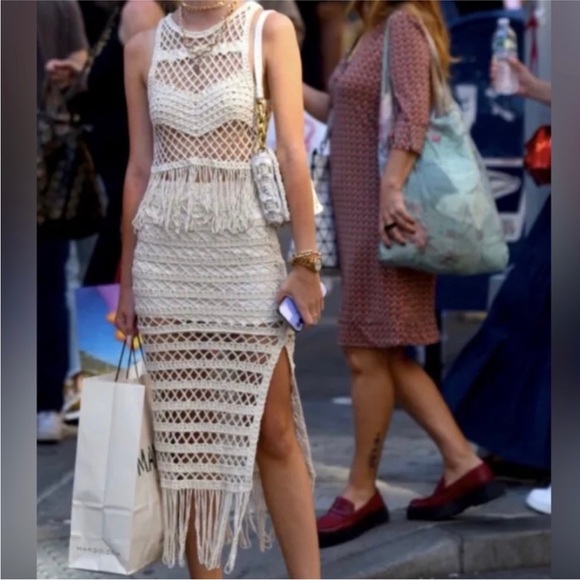 Zara limited edition crochet cotton fringed top - Picture 3 of 11